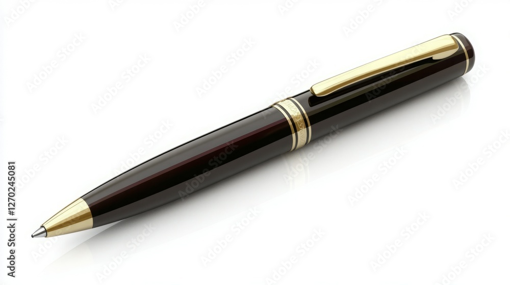 Sleek dark brown pen with gold accents, ideal for signing important documents or adding a touch of elegance to your writing. Sleek dark brown pen with gold accents, ideal for signing important documents or adding a touch of elegance to your writing.