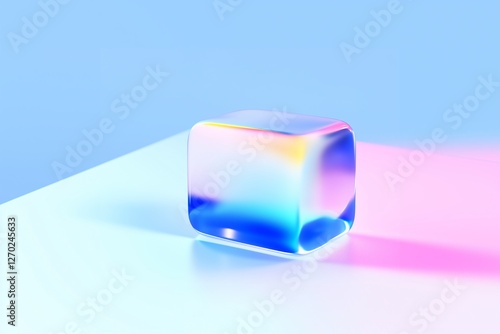 Crystal stone on blue background, minimalist design