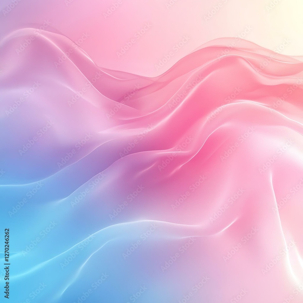 Fototapeta premium A soft blend of pastel colors showcasing gentle waves, creating a calm and serene atmosphere. Ideal for backgrounds, banners, and modern artistic applications.