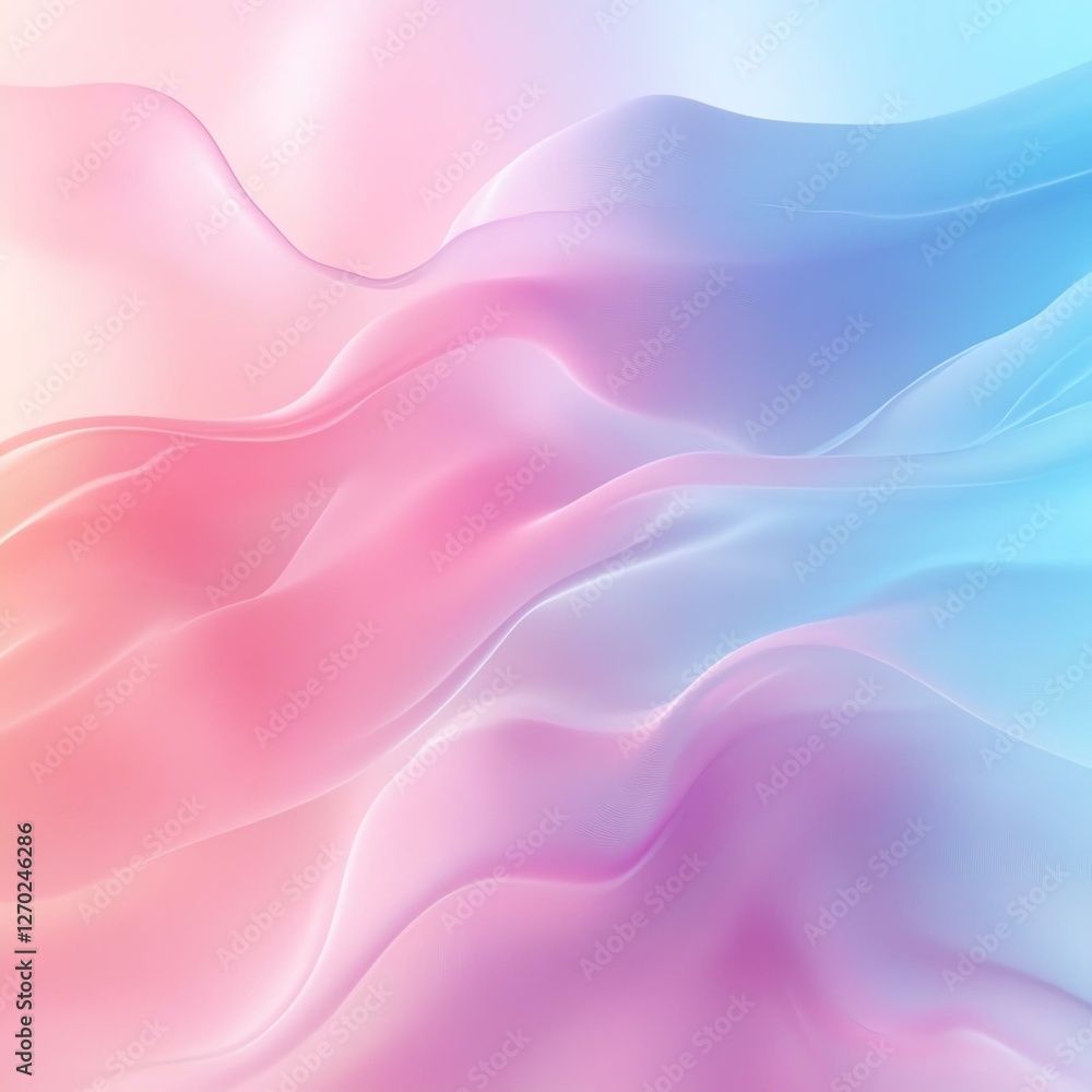 Fototapeta premium A stunning abstract background featuring soft waves of pink and blue hues, perfect for creating a tranquil atmosphere in various design projects.