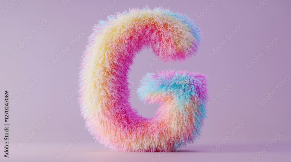 Fluffy Letter G in Pastel Colors - Playful Alphabet Design Fluffy Letter G in Pastel Colors - Playful Alphabet Design