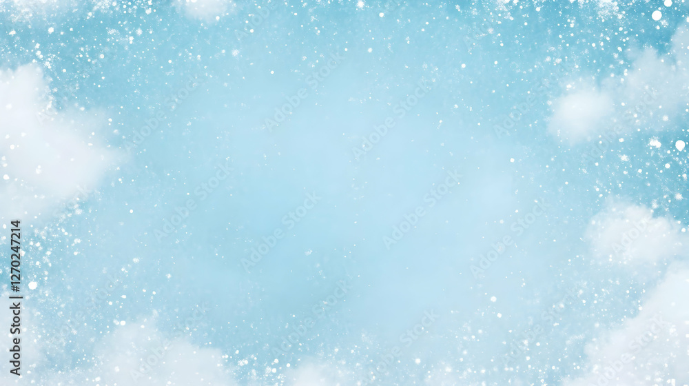 Winter sky, snowy clouds, light blue background, winter holidays Winter sky, snowy clouds, light blue background, winter holidays