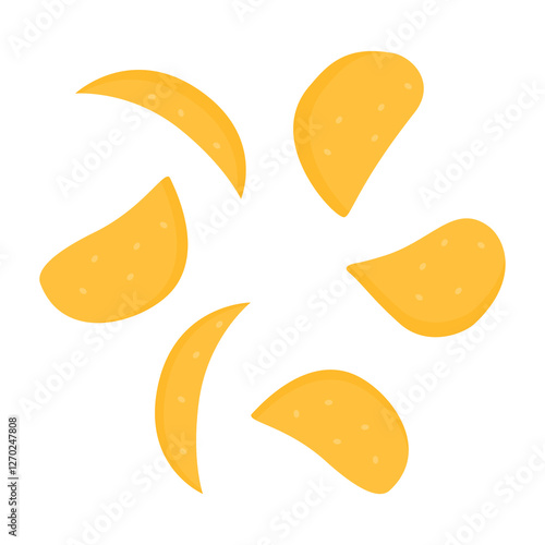 Potato chips illustration flat style used for design projects, icon creation, branding, digital artwork, and educational materials related to food and snack
