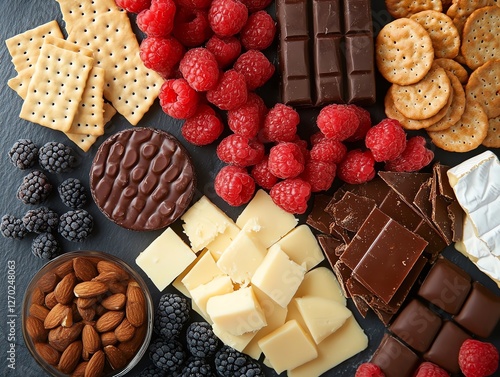 Delectable Dessert Charcuterie Board with Fresh Berries and Chocolate Treat