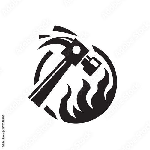Hammer extinguishing fire flames.