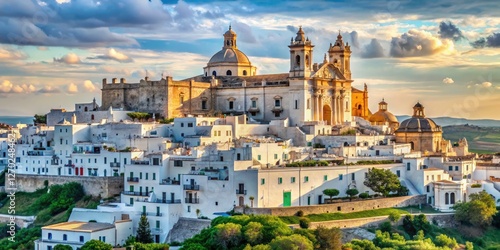 Ostuni Puglia Italy Candid Photo Church Madonna Grata Scenic View White City