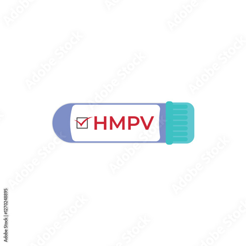 Blood test tube icon flat vector. Review clinical body. Machine diagnosis HMPV, Human Metapneumo Virus
