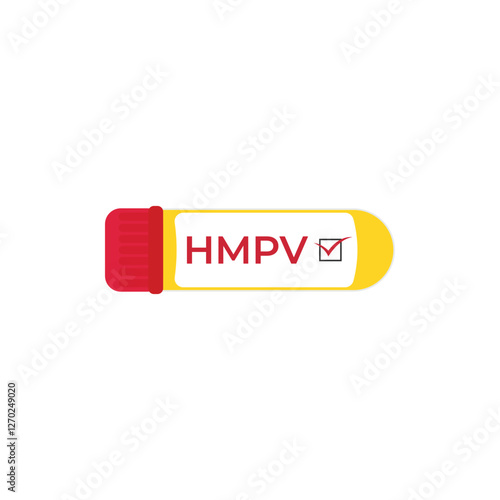 Blood test tube icon flat vector. Review clinical body. Machine diagnosis HMPV, Human Metapneumo Virus