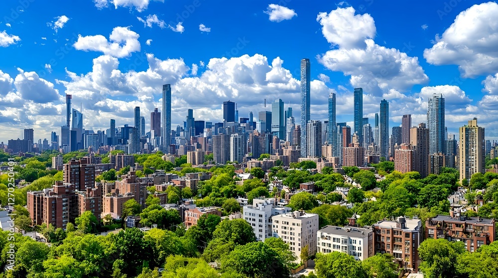 Obraz premium Stunning NYC Skyline, Green Cityscape - Aerial Views