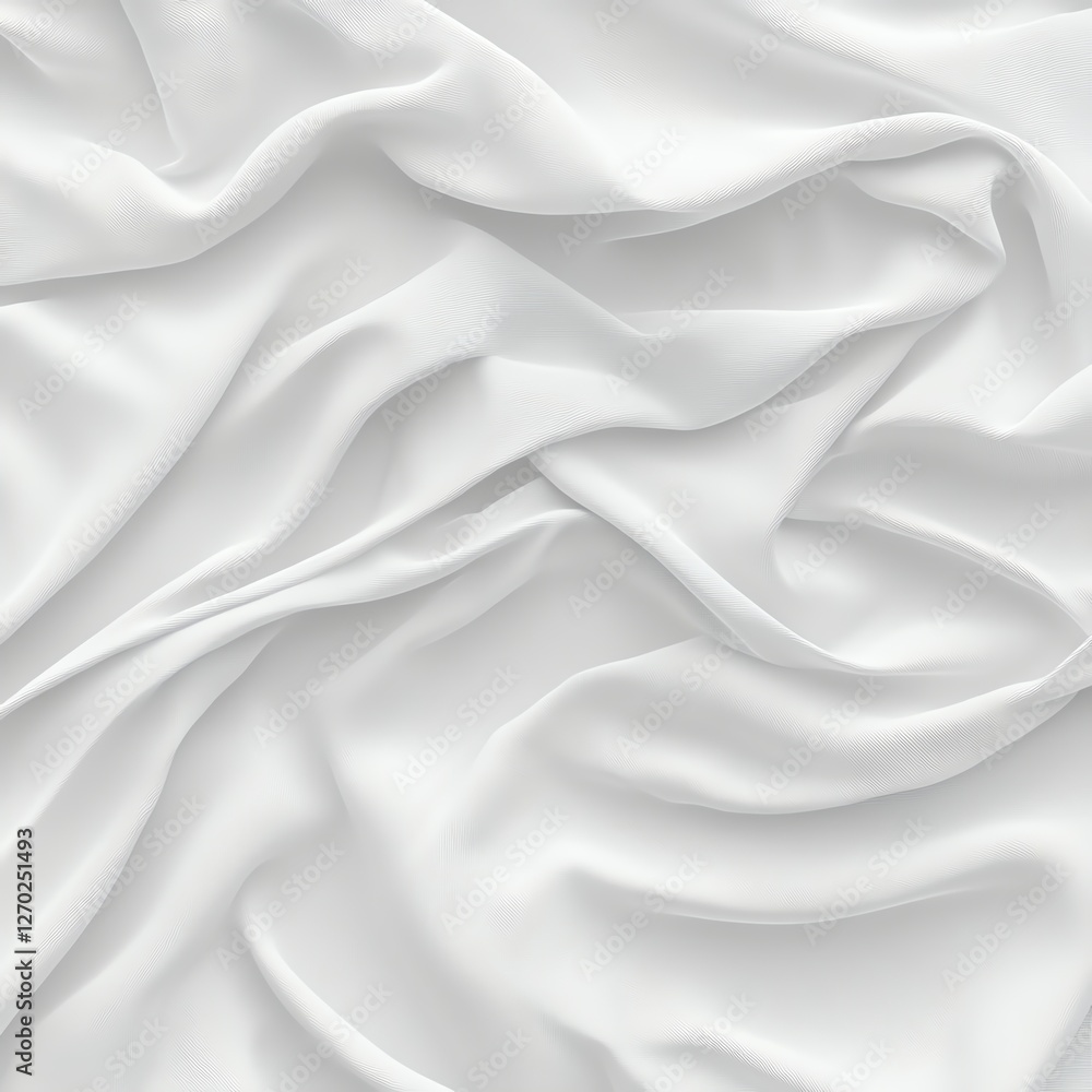 Obraz premium A close-up view of luxurious white fabric with soft folds and gentle textures, perfect for backgrounds, textile designs, or fashion-related projects, evoking elegance and simplicit