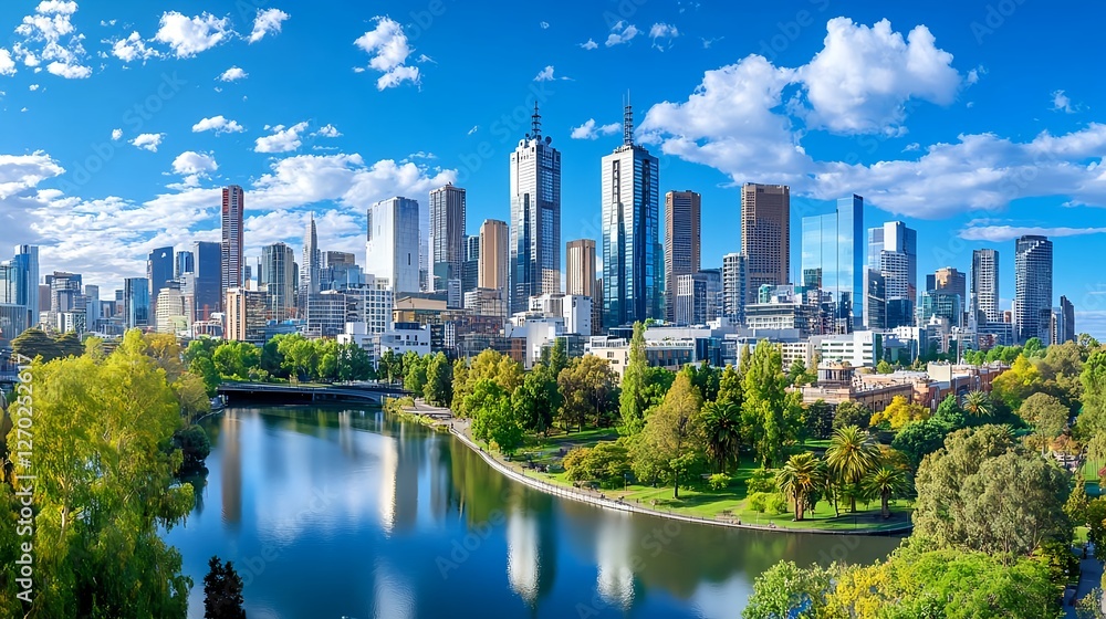 Obraz premium Melbourne Skyline, River, Cityscape - Cityscapes