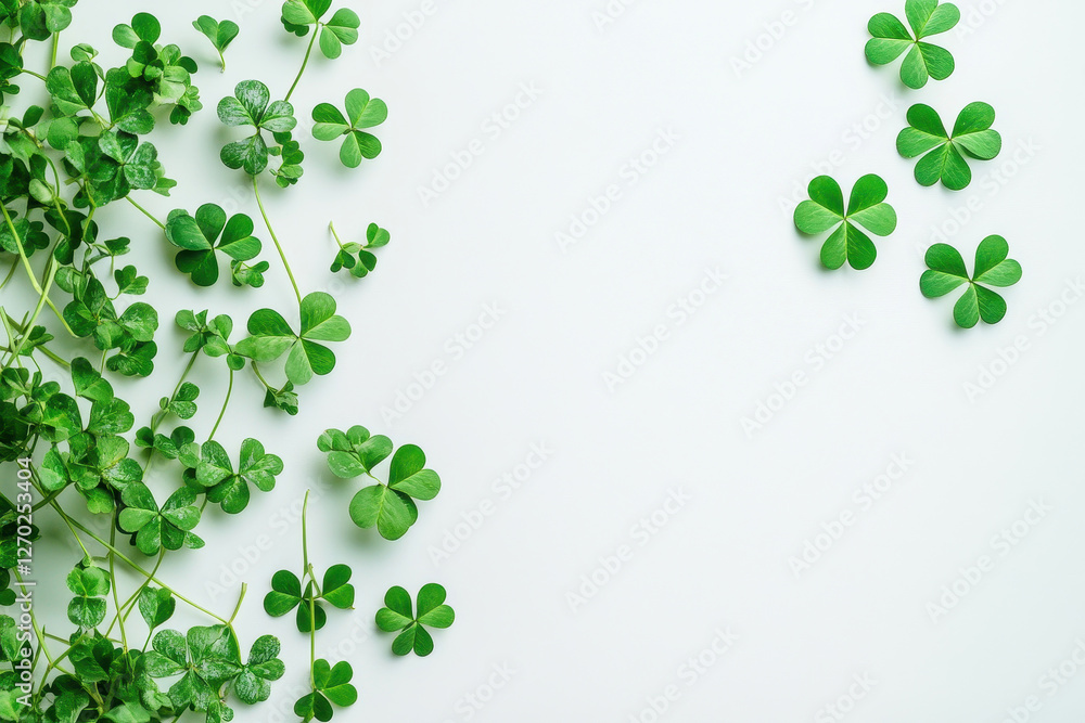 Saint Patrick's day background with sprayed green clover leaves or shamrocks. Saint Patrick's day background with sprayed green clover leaves or shamrocks.