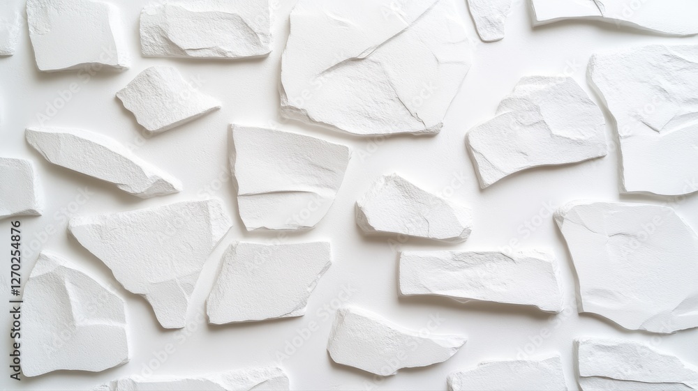 Obraz premium White textured plaster pieces arranged artfully for abstract visual effect, ideal for modern design backdrops.