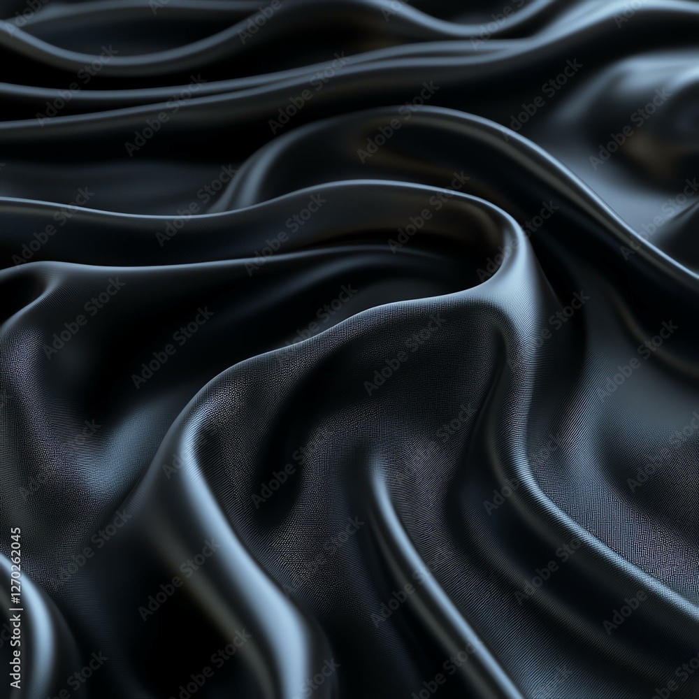 Fototapeta premium A close-up view of luxurious black fabric, showcasing intricate folds and textures. Perfect for adding a touch of elegance and sophistication to any design project.