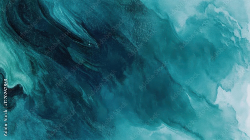 Fototapeta premium Abstract watercolor paint background by teal color blue and green with liquid fluid texture for background, banner