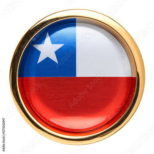 Free Download チリの国旗のブローチ。白背景。(Chile flag brooch on white background.)
 - GFXLoad