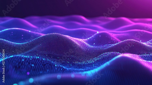 Abstract Digital Landscape with Neon Lights