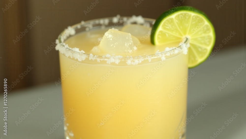 Refreshing Margarita Cocktail with Salted Rim and Lime Wedge Refreshing Margarita Cocktail with Salted Rim and Lime Wedge