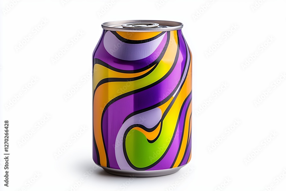 Fototapeta premium Colorful Drink Can With Swirling Patterns