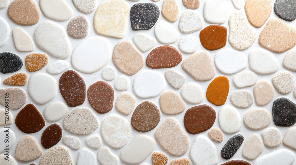 Muted terrazzo style geometric patterns with smooth, colorful stones Muted terrazzo style geometric patterns with smooth, colorful stones