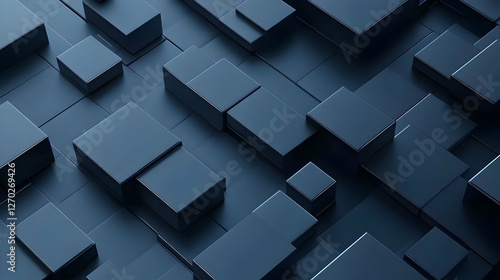 Abstract dark blue cube pattern; tech background