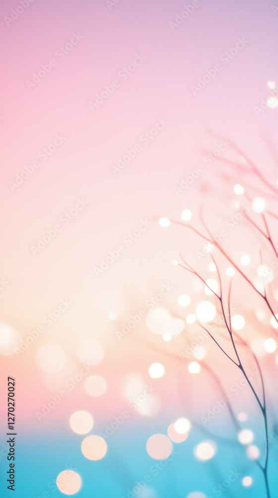Soft blush and muted periwinkle gradient with glowing bokeh lights Soft blush and muted periwinkle gradient with glowing bokeh lights