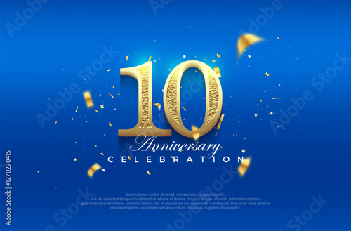 Premium vector 10th anniversary celebration background with fancy numeral glitter. Premium vector background for greeting and celebration.