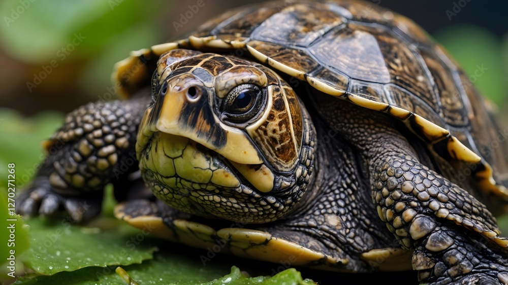 Naklejka premium Natural Geometry: The Musk Turtle's Shell in Its Environment