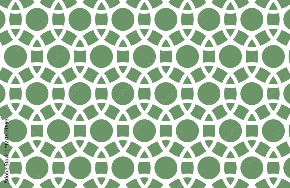 Seamless Pattern Swatch Overlapping White Circles Design Forest Green Background Seamless Pattern Swatch Overlapping White Circles Design Forest Green Background
