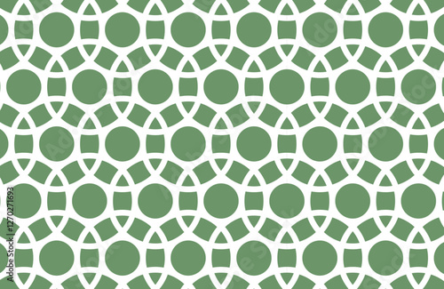 Seamless Pattern Swatch Overlapping White Circles Design Forest Green Background