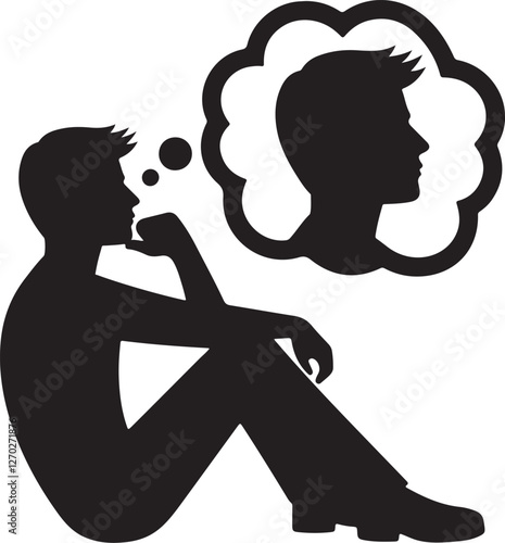 Man thinking, dreaming of another man.