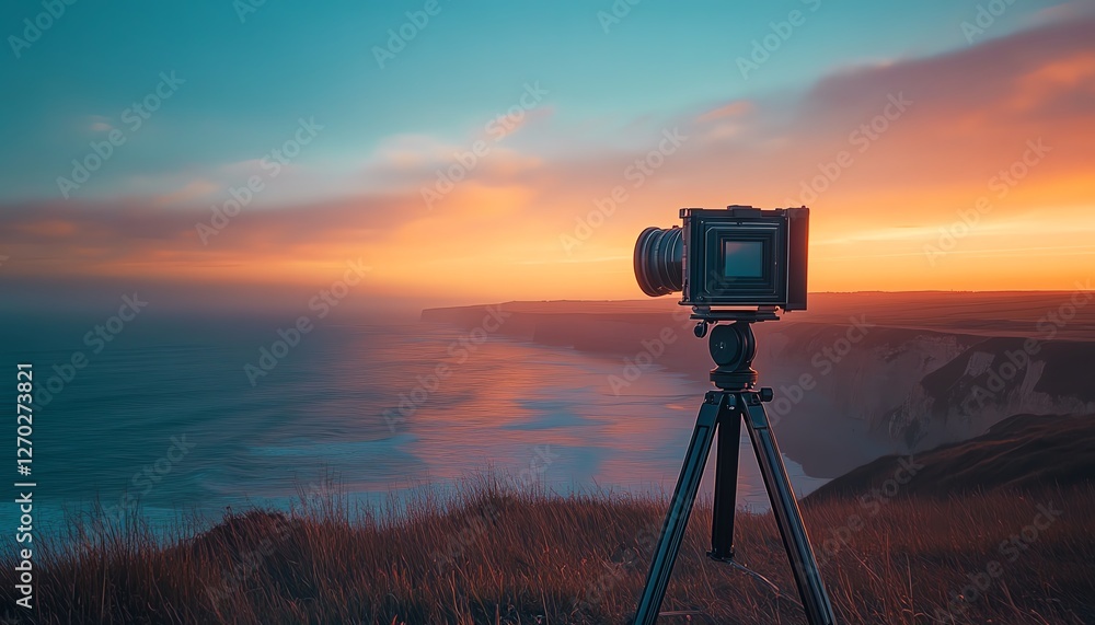 A largeformat view camera capturing a breathtaking coastal landscape, vivid colors, sharp details, fine art photography approach, natural lighting, 8K resolution A largeformat view camera capturing a breathtaking coastal landscape, vivid colors, sharp details, fine art photography approach, natural lighting, 8K resolution
