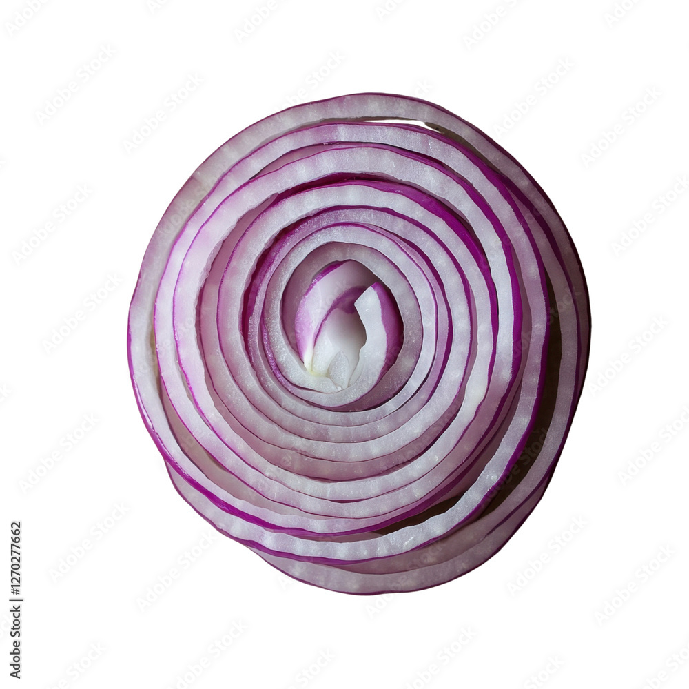 Sliced Red Onion Cross Section Showing Detailed Layered Structure Sliced Red Onion Cross Section Showing Detailed Layered Structure