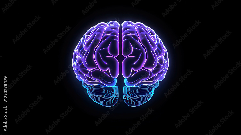 Neon Circuit Brain Rendered in 3D with Futuristic Glow and Vibrant Colors Neon Circuit Brain Rendered in 3D with Futuristic Glow and Vibrant Colors