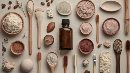 Aesthetic Flatlay of Natural Beauty Products and Tools