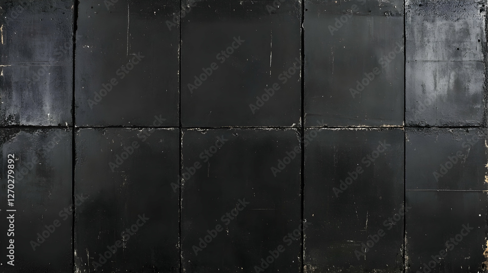 Naklejka premium Dark grey square tiles wall texture background