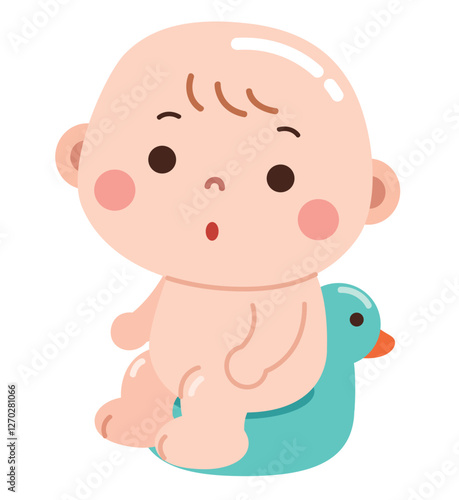 Cute Baby Sitting on a Potty Illustration