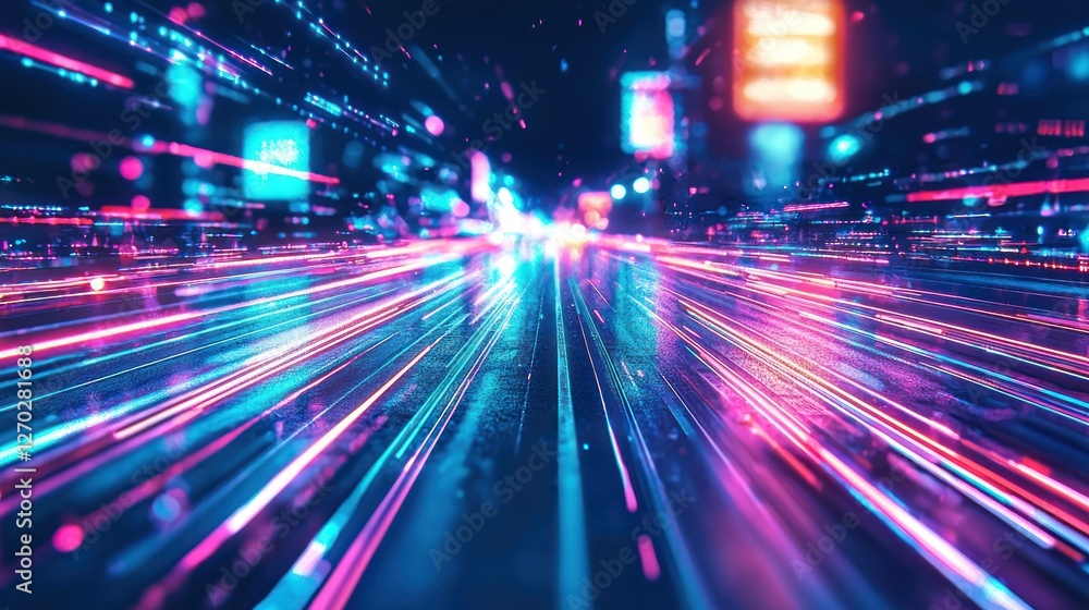 Neon Cityscape: A Futuristic Digital Highway Neon Cityscape: A Futuristic Digital Highway