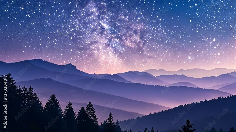 gradient modern background, Serene night sky over misty mountain landscape gradient modern background, Serene night sky over misty mountain landscape