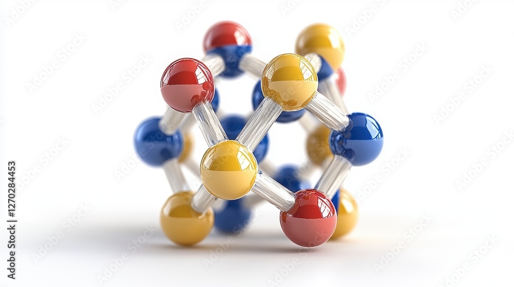 Obraz premium Colorful Molecular Structure On White Background