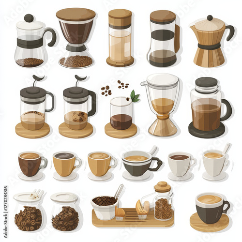 Wallpaper Mural Coffee brewing equipment and cups, various styles and sizes Torontodigital.ca