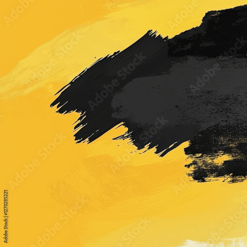 Abstract yellow and black brushstrokes photo