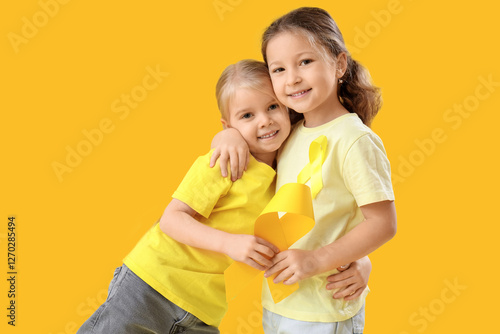 Cute little girls with yell...