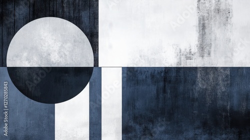 Minimal Geometric Forms in Navy and Silver – Abstract background