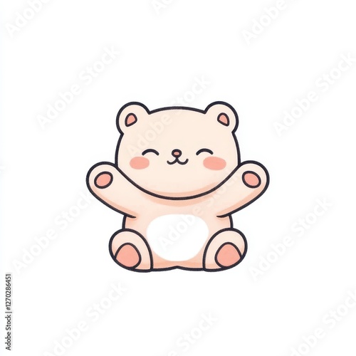 Cute Cartoon Bear Illustration In Pastel Colors photo