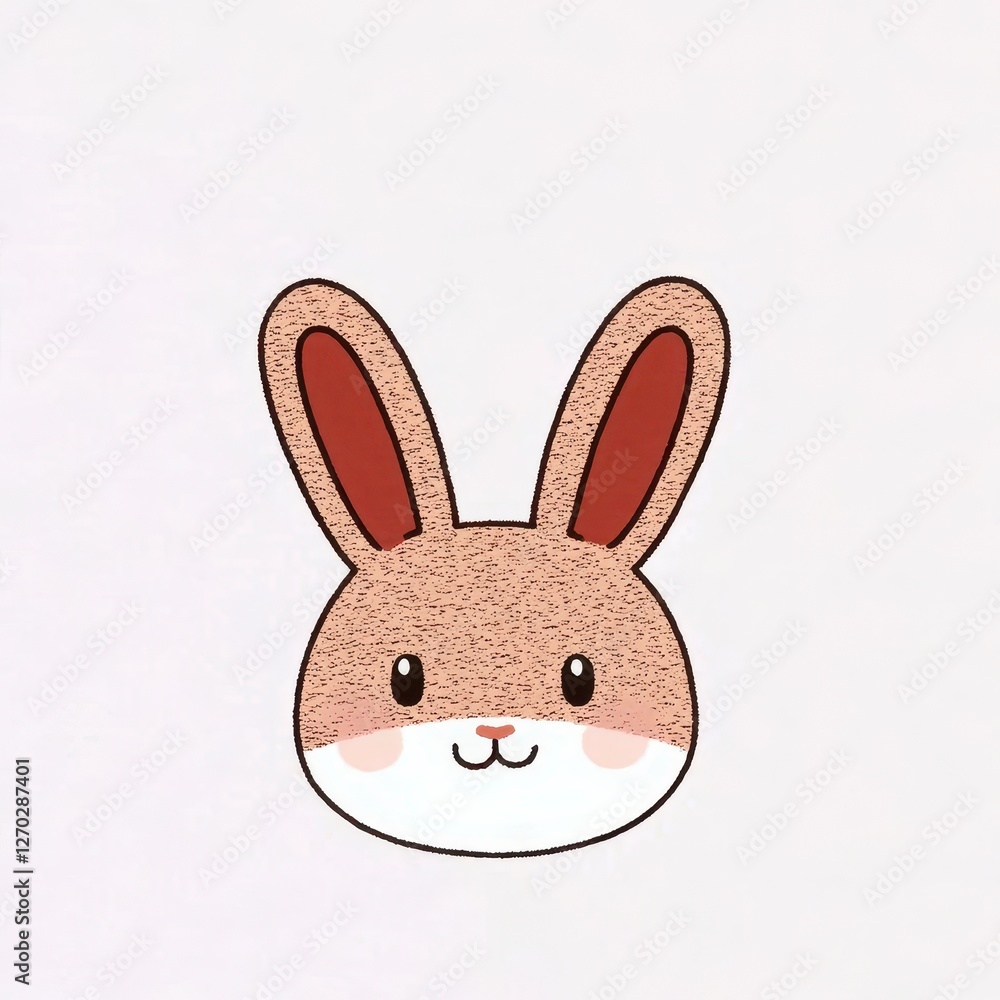 Obraz premium Cute Cartoon Rabbit Head Illustration