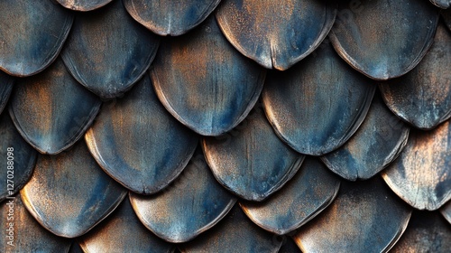 Wallpaper Mural Fish Scales with Metallic Reflections and Symmetry – Abstract background Torontodigital.ca