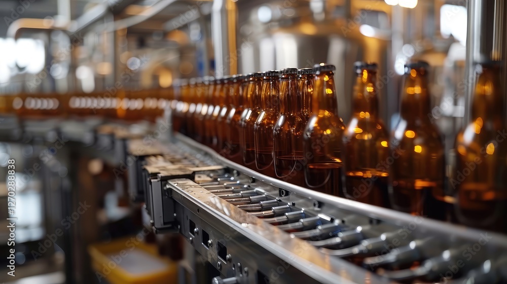 Automated Beer Bottling Line in Modern Brewery Automated Beer Bottling Line in Modern Brewery