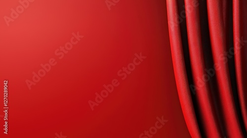 A vibrant red curtain drapes elegantly, creating a rich and dramatic backdrop that evokes a sense of theater and anticipation.