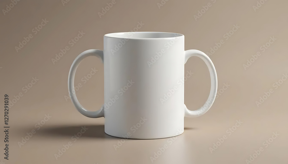 Blank White Mug Mockup Isolated on Neutral Background for Custom Design Blank White Mug Mockup Isolated on Neutral Background for Custom Design